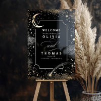 Stars Moon Celestial Black Wedding Willkommenszeic