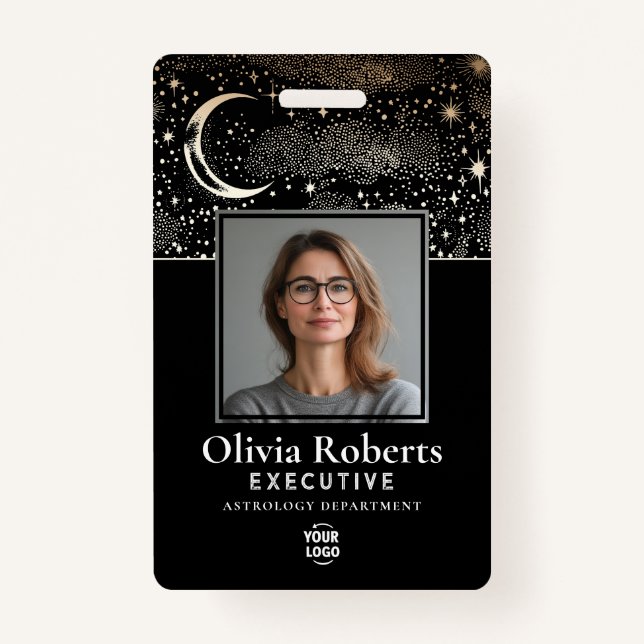Stars Moon Celestial Night ID Company Security Ausweis (Vorderseite)