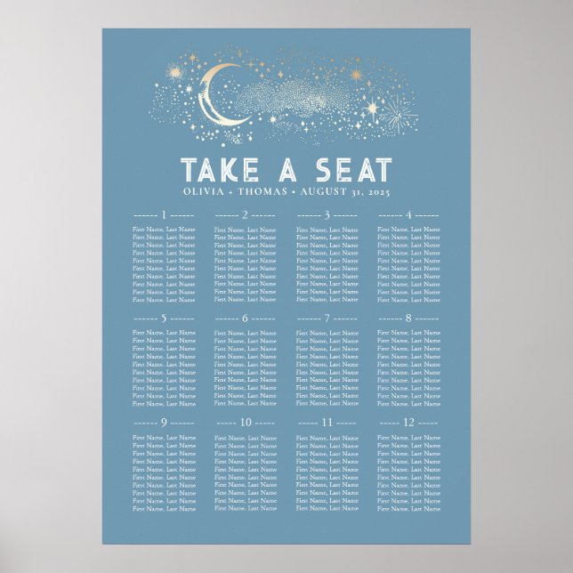 Stars Moon Celestial Seating Chart Poster (Vorne)