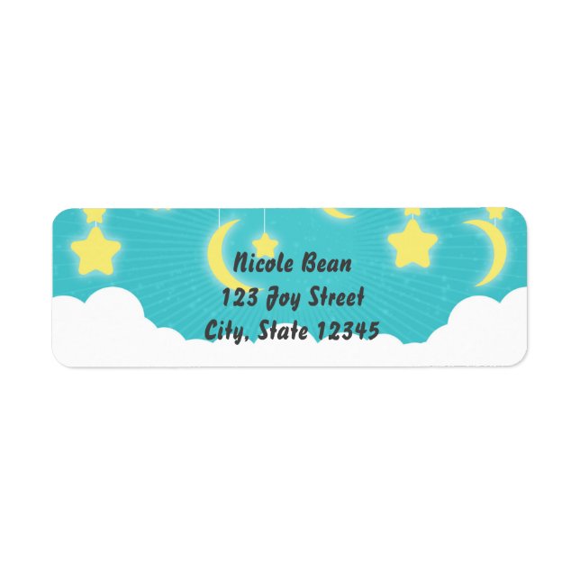 Stars Moon & Clouds Baby showers Étiquettes de adr (Devant)