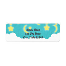 Stars Moon & Clouds Babydusche-Adressetiketten