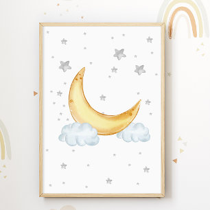 Stars Moon Kinderzimmer Poster Kids Room Print