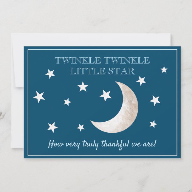 Stars Moon Navy Blue White Baby Dusche Vielen Dank Dankeskarte (Vorderseite)