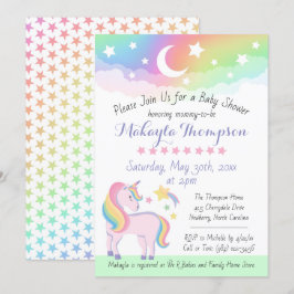 Stars & Moon Rainbow Magical Unicorn Kinderdusche Einladung