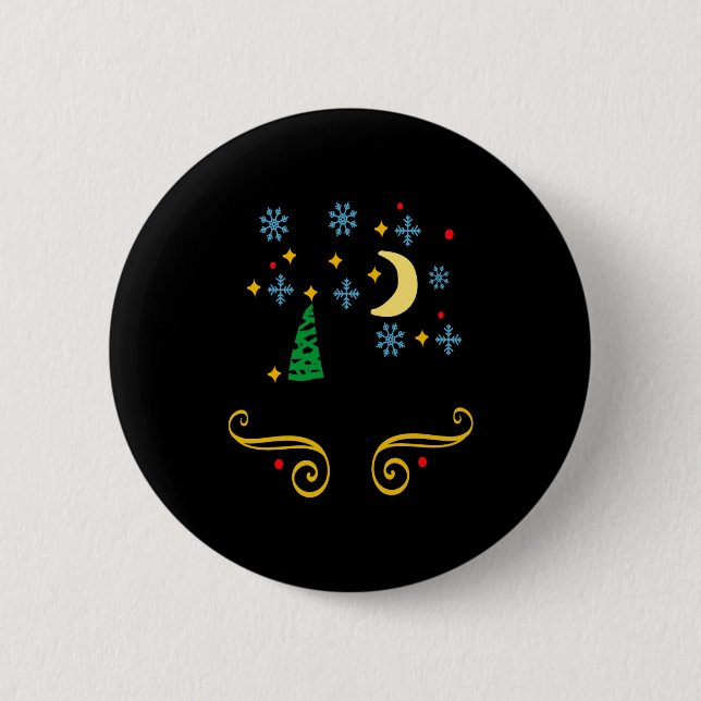 Stars Moon Snowflakes And Merry Christmas Kids  Button (Vorderseite)