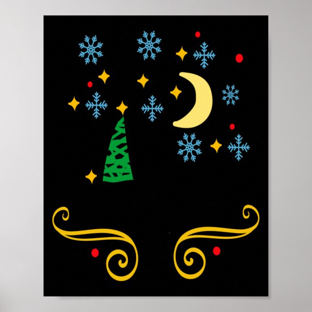 Stars Moon Snowflakes And Merry Christmas Kids  Poster (Vorne)