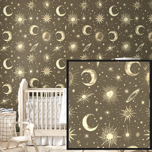 Stars Moons Space Thema auf Brown Tapete