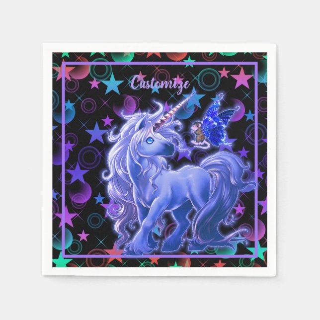 Stars 'n Stuff Blue Unicorn Serviette (Vorderseite)