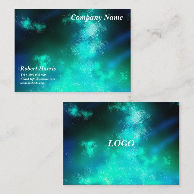 Stars Night Sky Midnight Emerald Green Visitenkarte (Vorne/Hinten)