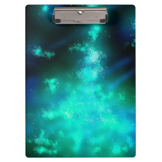 Stars Night Sky Mitternacht Emerald Green Milky Wa Klemmbrett (Vorderseite)