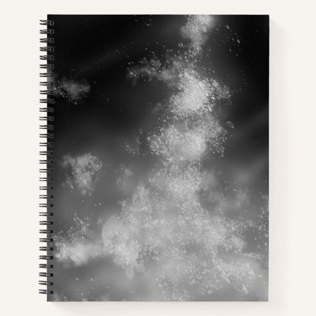 Stars Night Sky Mitternachtsgrau monochrom Milky W Notizbuch (Vorderseite)