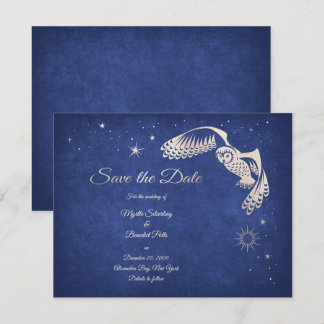 Stars Owl Blue Wizard Magic Wedding Save The Date