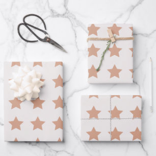 Stars Pattern Beige Earth Tones Geschenkpapier Set