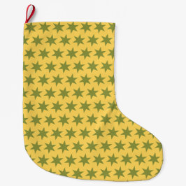 Stars Pattern Trending Colors Gold Green Yellow Großer Weihnachtsstrumpf