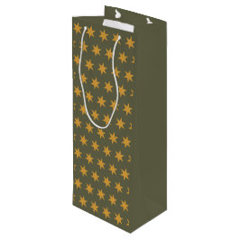 Stars Pattern Trending Colors Green Mango Geschenktüte Für Weinflaschen
