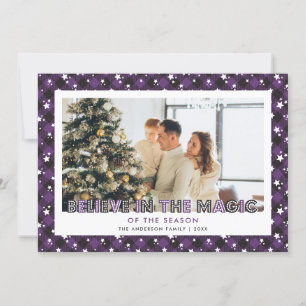 Stars Plaid Violet Croire Photo Carte de Noël