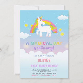 Stars Rainbow Unicorn Einladung zum Geburtstag