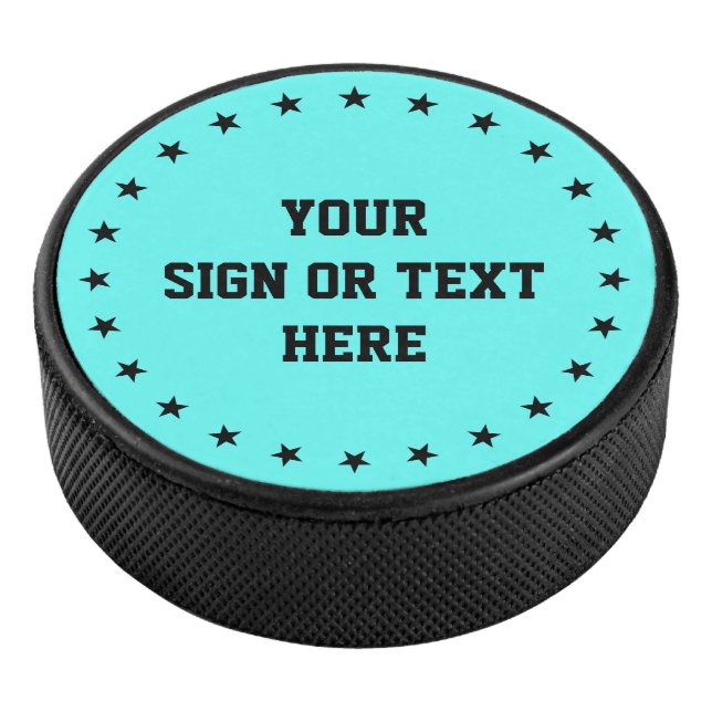 Stars Ring schwarz + Farbe, Zeichen oder Text Eishockey Puck (3/4)