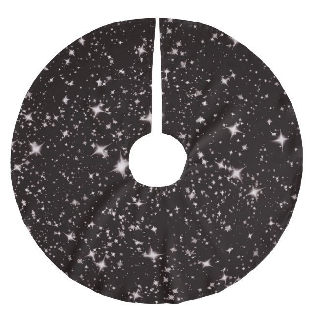 Stars Schwarzer Nachtschwärmer Weihnachtsbaumrock Polyester Weihnachtsbaumdecke (Vorderseite)