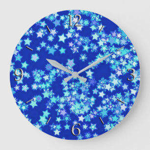 Stars, shades of pale blue against dark blue große wanduhr