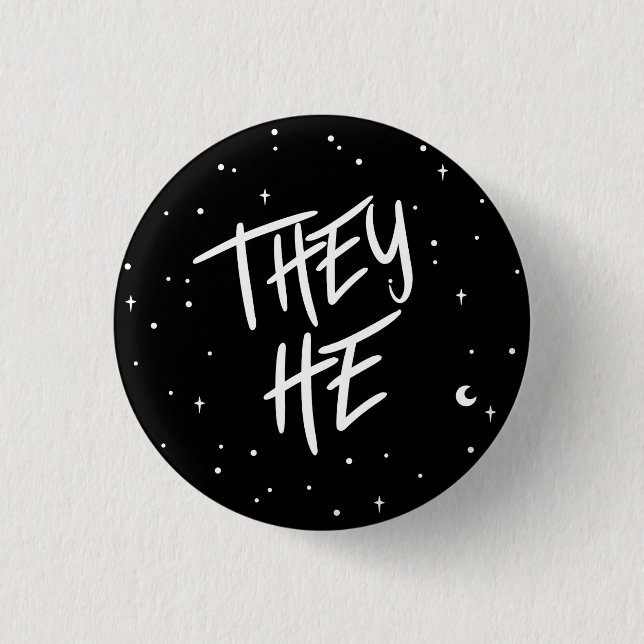 Stars Sie/Er Pronouns Button (Vorderseite)