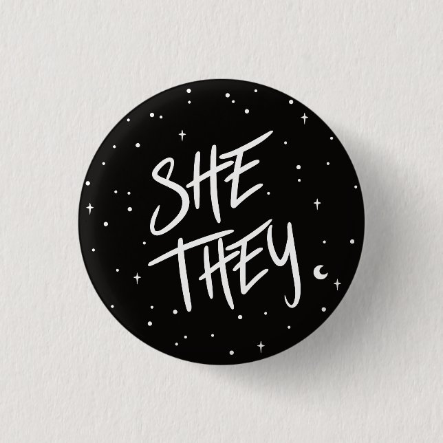 Stars Sie/Sie Pronouns Button (Vorderseite)