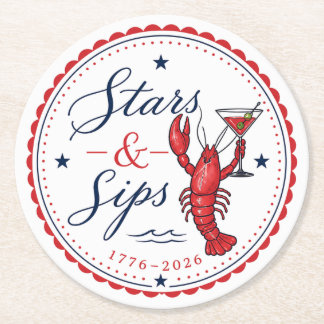 Stars & Sips America 250 Fourth of July-Party Runder Pappuntersetzer