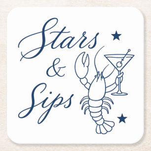 Stars & Sips America 250 Hummer Küsten Sommer Rechteckiger Pappuntersetzer