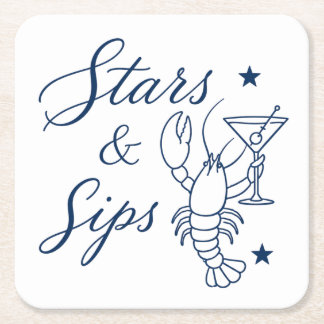 Stars & Sips America 250 Hummer Küsten Sommer Rechteckiger Pappuntersetzer
