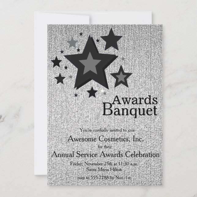 Stars Sparkle Silver Business Event Party Einladun Einladung (Vorderseite)