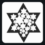 Stars Star von David Quadratischer Aufkleber<br><div class="desc">Schwarzer Stern von David mit vielen weißen Sternen in der Mitte.</div>
