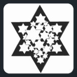 Stars Star von David Quadratischer Aufkleber<br><div class="desc">Schwarzer Stern von David mit vielen weißen Sternen in der Mitte.</div>