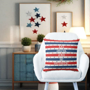 Stars & Streifen 4. Juli essen Drink & Be Patrioti Kissen