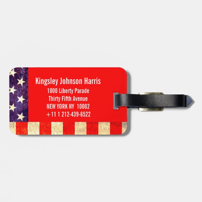 Stars & Streifen Amerika Flagge Gepäckanhänger (Rückseite horizontal)