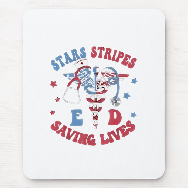 Stars Streifen E D Rettend Leben Mousepad (Vorne)