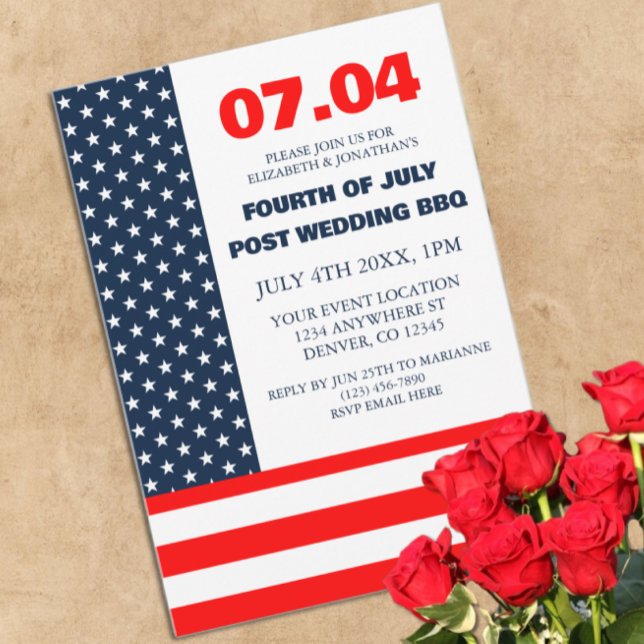 Stars & Streifen Flag 4. Juli Post Wedding GRILLEN Einladung (Von Creator hochgeladen)