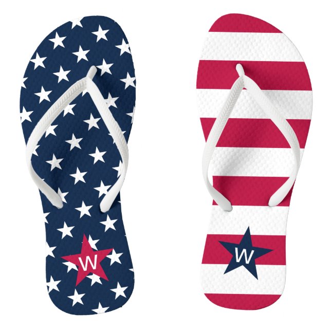 Stars Streifen Mit Monogramm Flip Flops (Fußbett)