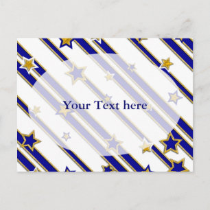 Stars & Streifen Muster Gold blau + Ihre Ideen Postkarte