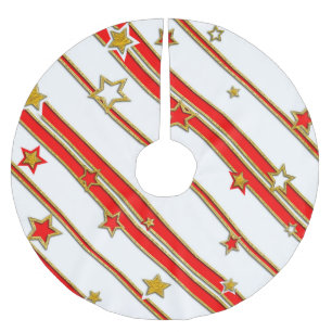 Stars & Streifen Muster Gold rot+ Ihre Ideen Polyester Weihnachtsbaumdecke