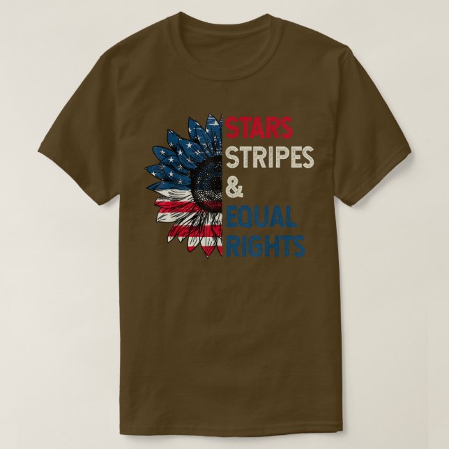 Stars Streifen und gleiche Rechte 4. Juli Frauen T-Shirt (Design vorne)