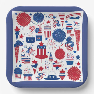 Stars, Streifen und Shenanigans Square Papierplatt Pappteller