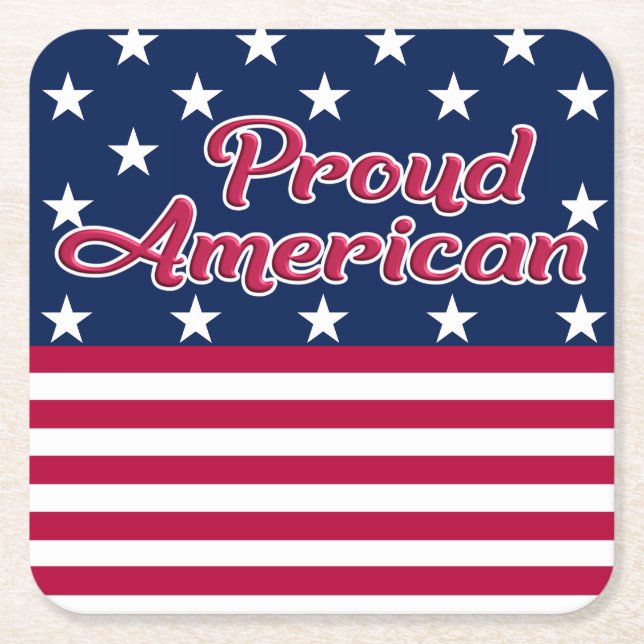 Stars & Streifen US-Flagge Proud American patrioti Rechteckiger Pappuntersetzer (Vorderseite)