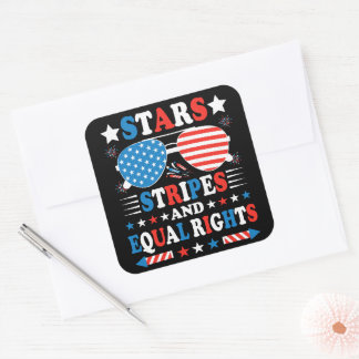 Stars Stripes and Equal Rights Shirt Quadratischer Aufkleber