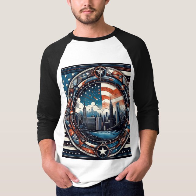 "Stars, Stripes, and Style: Trendy US-Inspired Tee (Vorderseite)