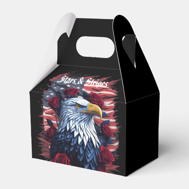Stars & Stripes Freedom Rose Eagle American Flag Geschenkschachtel (Vorderseite)