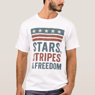 Stars Stripes & Freedom T-shirt USA - 4 juillet