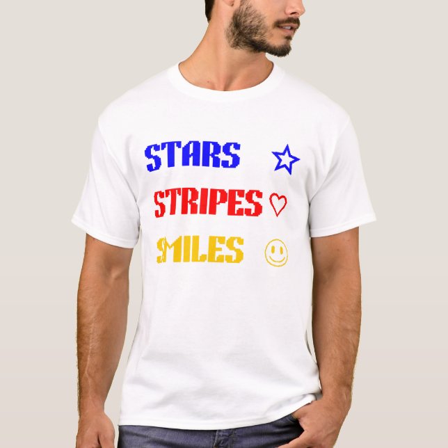 Stars Stripes Lächeln T-Shirt (Vorderseite)