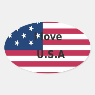 Stars & Stripes & Liebe: Ein Patriotic USA Design Ovaler Aufkleber