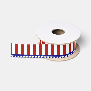 Stars & Stripes of Red White and Blue Satinband