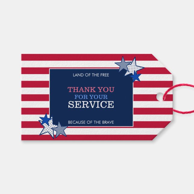 Stars Stripes Patriotic Veteran Service Vielen Dan Geschenkanhänger (Vorderseite (Horizontal))